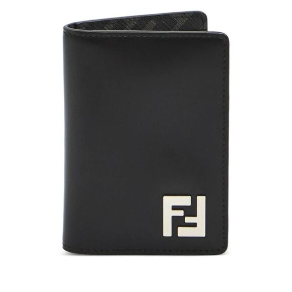 Fendi Men Ff Squared Leather Bi-Fold Card Holder